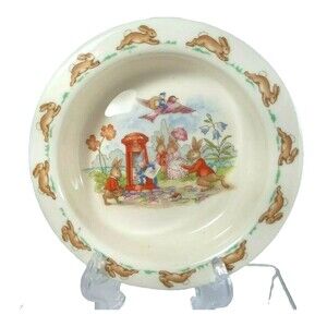 Vintage Royal Doulton BUNNYKINS Golden Jubilee Celebration 1984 Baby Cereal Bowl